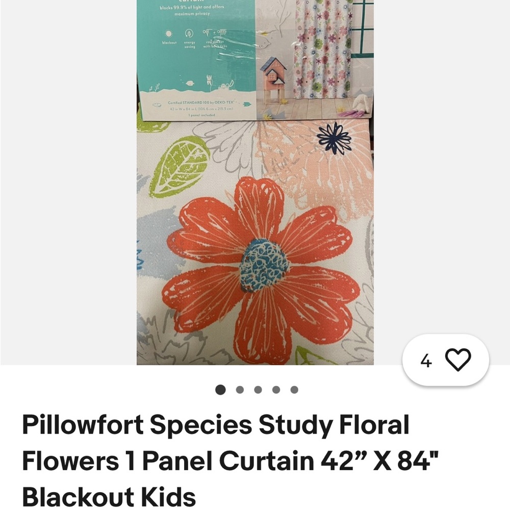 Pillowfort Floral Curtains 4 Panels 42 x 84 in